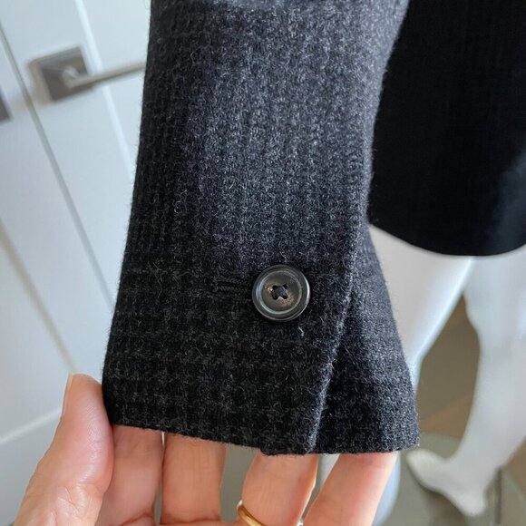 Massimo Dutti 2 Button Notch Collar Wool Alpaca Blend Houndstooth Blazer Grey 8 - Picture 8 of 15